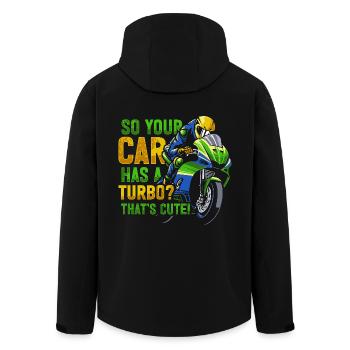 Moto de course de moto dicton - Veste softshell homme en polyester recyclé Stanley/Stella - noir - Dos - AI Model Male 185 light (185cm)