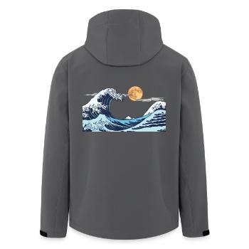 Kanagawa Waves Aesthetic Japanese Art Great Wave - Men’s Recycled Softshell Jacket by Stanley/Stella - black - Back - AI Model Male 185 light (185cm)