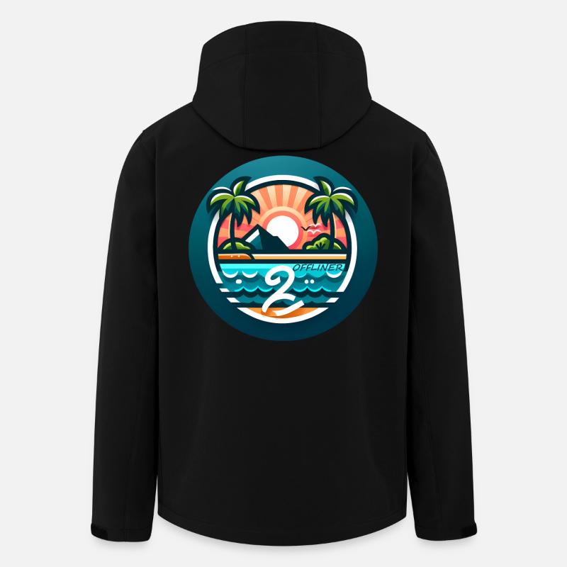 Bunte Palmeninsel Offliner - Recycelte Männer Softshell-Jacke von Stanley/Stella - Schwarz
