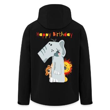 Happy Birthday - Erster Geburtstag - Zahl Eins - Recycelte Männer Softshell-Jacke von Stanley/Stella - Schwarz - Hinten - AI Model Male 185 light (185cm)