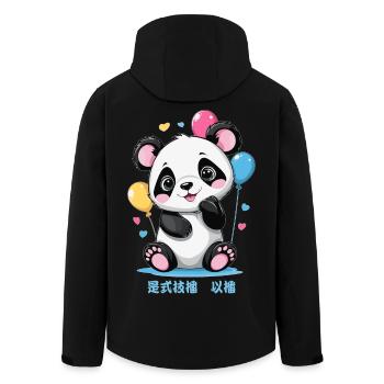 Süße Panda Bär - Recycelte Männer Softshell-Jacke von Stanley/Stella - Schwarz - Hinten - AI Model Male 185 light (185cm)