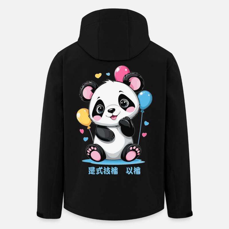 Cute Panda Bear - Men’s Recycled Softshell Jacket by Stanley/Stella - black