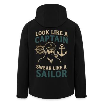Look like a Captain, Swear like a Sailor saying - Men’s Recycled Softshell Jacket by Stanley/Stella - black - Back - AI Model Male 185 light (185cm)