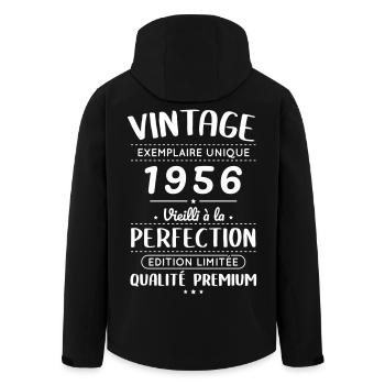 1956 – Vintage – Aged to perfection - Men’s Recycled Softshell Jacket by Stanley/Stella - black - Back - AI Model Male 185 light (185cm)