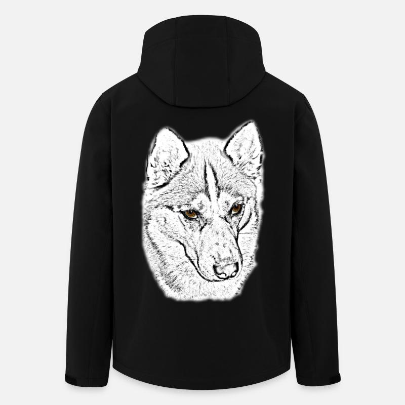Wolfskopf Linienstudie - Recycelte Männer Softshell-Jacke von Stanley/Stella - Schwarz