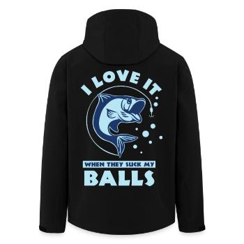 Funny Fishing Quote – I Love It Balls - Recycelte Männer Softshell-Jacke von Stanley/Stella - Schwarz - Hinten - AI Model Male 185 light (185cm)