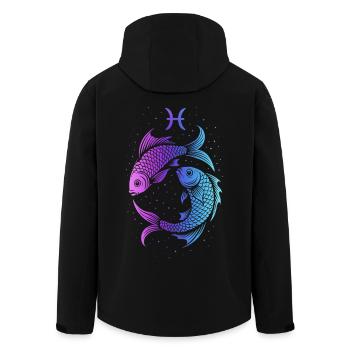 Pisces Zodiac Sign – Mystical Neon – Astrology - Men’s Recycled Softshell Jacket by Stanley/Stella - black - Back - AI Model Male 185 light (185cm)