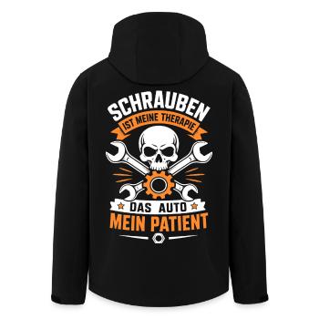 Schrauben ist meine Therapie Autoschrauber - Recycelte Männer Softshell-Jacke von Stanley/Stella - Schwarz - Hinten - AI Model Male 185 light (185cm)