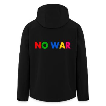 No war - Men’s Recycled Softshell Jacket by Stanley/Stella - black - Back - AI Model Male 185 light (185cm)