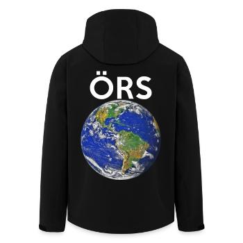 Earth English TH tee-aitch ÖRS Globe Planet - Men’s Recycled Softshell Jacket by Stanley/Stella - black - Back - AI Model Male 185 light (185cm)