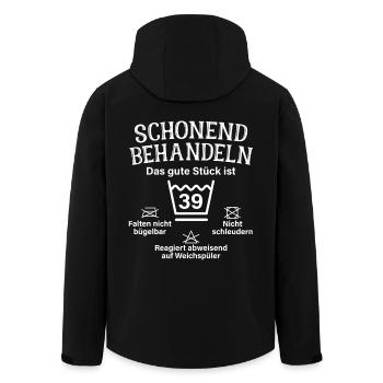 Schonend Behandeln 39 Geschenk Zum 39. Geburtstag - Recycelte Männer Softshell-Jacke von Stanley/Stella - Schwarz - Hinten - AI Model Male 185 light (185cm)