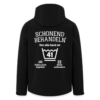 Schonend Behandeln 41. Geburtstag Der Alte Sack 41 - Recycelte Männer Softshell-Jacke von Stanley/Stella - Schwarz - Hinten - AI Model Male 185 light (185cm)