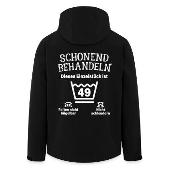 Schonend Behandeln 49. Geburtstag Einzelstück 49 - Recycelte Männer Softshell-Jacke von Stanley/Stella - Schwarz - Hinten - AI Model Male 185 light (185cm)