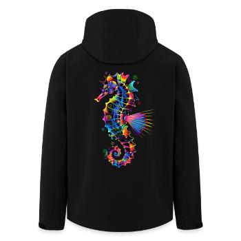 Seahorse Pop Art Colorful Aquarist Cute Seahorse - Men’s Recycled Softshell Jacket by Stanley/Stella - black - Back - AI Model Male 185 light (185cm)