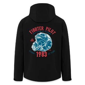 CLASSIC JET PLANE - fighter jet pilot shirt motif - Men’s Recycled Softshell Jacket by Stanley/Stella - black - Back - AI Model Male 185 light (185cm)