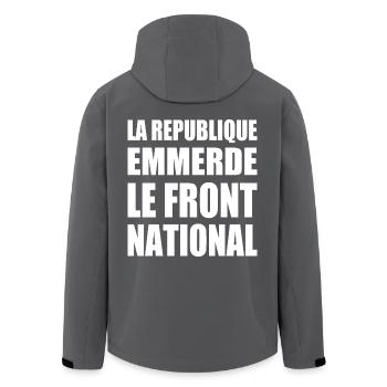 la republique emmerde le front national - Veste softshell homme en polyester recyclé Stanley/Stella - noir - Dos - AI Model Male 185 light (185cm)