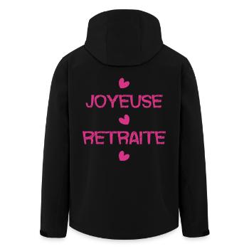 RETRAITE. BONNE RETRAITE. JOYEUSE RETRAITE. - Veste softshell homme en polyester recyclé Stanley/Stella - noir - Dos - AI Model Male 185 light (185cm)