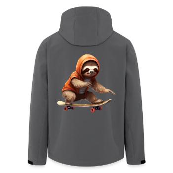 Skateboarding Sloth, Cool Sports Design for - Men’s Recycled Softshell Jacket by Stanley/Stella - black - Back - AI Model Male 185 light (185cm)