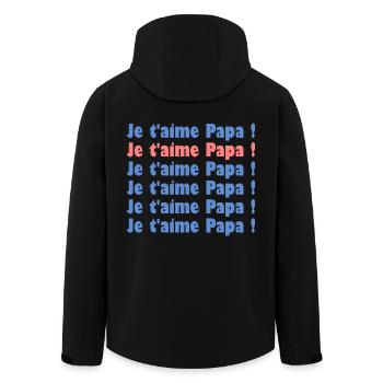 PAPA. FÊTE DES PÈRES. BONNE FÊTE PAPA. BONNE FÊTE - Veste softshell homme en polyester recyclé Stanley/Stella - noir - Dos - AI Model Male 185 light (185cm)
