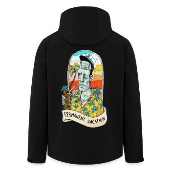 frank aloha - Men’s Recycled Softshell Jacket by Stanley/Stella - black - Back - AI Model Male 185 light (185cm)
