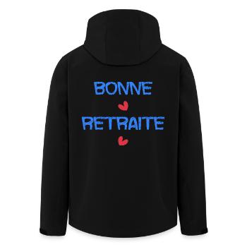 RETRAITE. BONNE RETRAITE. JOYEUSE RETRAITE. COEUR - Veste softshell homme en polyester recyclé Stanley/Stella - noir - Dos - AI Model Male 185 light (185cm)