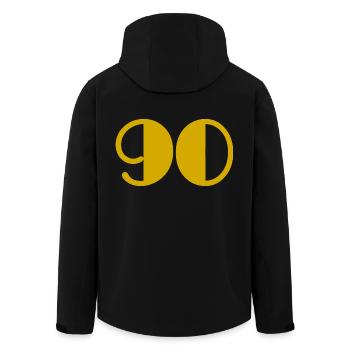 JAHRESTAG. ALLES GUTE ZUM GEBURTSTAG!. ALLES GUTE ZUM GEBURTSTAG!. - Recycelte Männer Softshell-Jacke von Stanley/Stella - Schwarz - Hinten - AI Model Male 185 light (185cm)