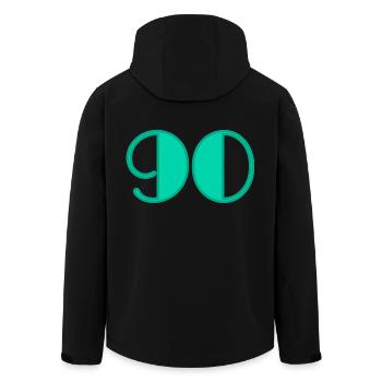 JAHRESTAG. ALLES GUTE ZUM GEBURTSTAG!. ALLES GUTE ZUM GEBURTSTAG!. - Recycelte Männer Softshell-Jacke von Stanley/Stella - Schwarz - Hinten - AI Model Male 185 light (185cm)