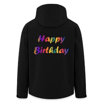 ALLES GUTE ZUM GEBURTSTAG!. ALLES GUTE ZUM GEBURTSTAG!. JAHRESTAG. - Recycelte Männer Softshell-Jacke von Stanley/Stella - Schwarz - Hinten - AI Model Male 185 light (185cm)