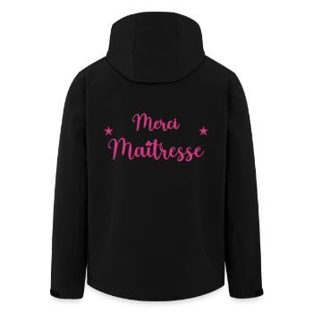 MAÎTRESSE. MAITRE. MERCI. MERCI MAÎTRESSE - Veste softshell homme en polyester recyclé Stanley/Stella - noir - Dos - AI Model Male 185 light (185cm)