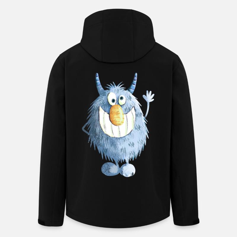 Monstre grimaçant bleu - Veste softshell homme en polyester recyclé Stanley/Stella - noir