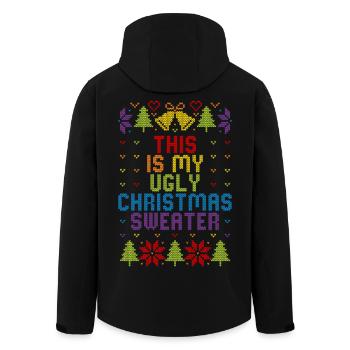 Ugly Christmas Sweater Rainbow - Men’s Recycled Softshell Jacket by Stanley/Stella - black - Back - AI Model Male 185 light (185cm)