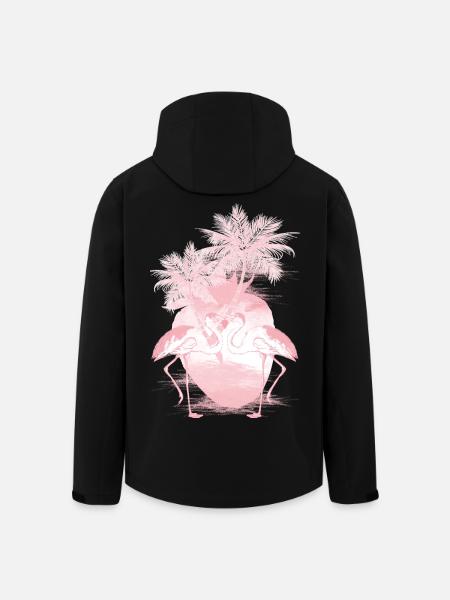 Palm Flamingos Summer Pink - Men’s Recycled Softshell Jacket by Stanley/Stella - black