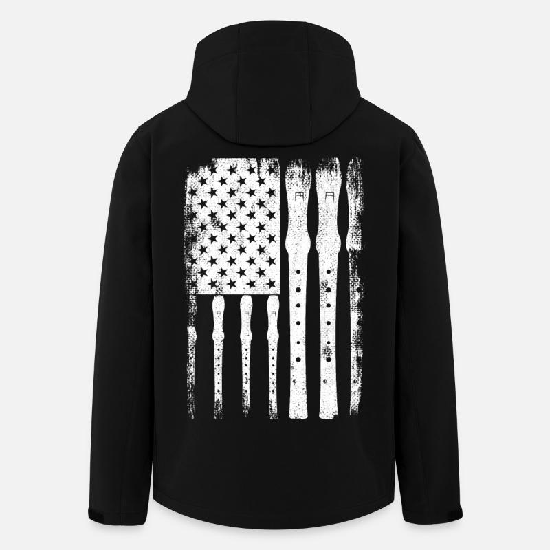 Flute U.S. Flag - Men’s Recycled Softshell Jacket by Stanley/Stella - black