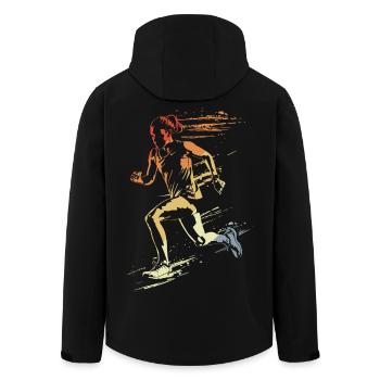 Läuferin Retro-Stil - Recycelte Männer Softshell-Jacke von Stanley/Stella - Schwarz - Hinten - AI Model Male 185 light (185cm)