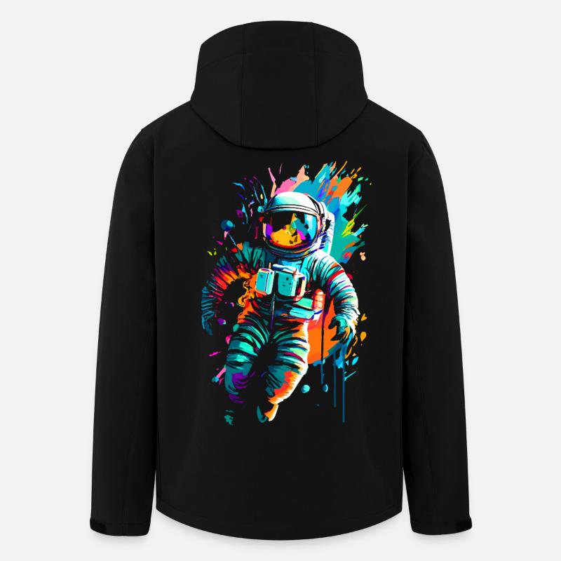 Farbiger Astronaut im Weltraum Weltall - Recycelte Männer Softshell-Jacke von Stanley/Stella - Schwarz