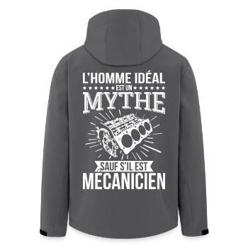 The ideal man, a myth unless he is a mechanic - Men’s Recycled Softshell Jacket by Stanley/Stella - anthracite - Back - AI Model Male 185 light (185cm)
