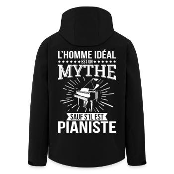 The ideal man is a myth unless he is a pianist - Men’s Recycled Softshell Jacket by Stanley/Stella - black - Back - AI Model Male 185 light (185cm)