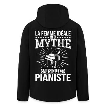 The ideal woman, a myth unless she is a pianist - Men’s Recycled Softshell Jacket by Stanley/Stella - black - Back - AI Model Male 185 light (185cm)