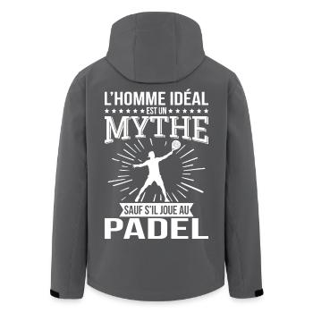 The Ideal Man a myth unless he plays padel - Men’s Recycled Softshell Jacket by Stanley/Stella - anthracite - Back - AI Model Male 185 light (185cm)