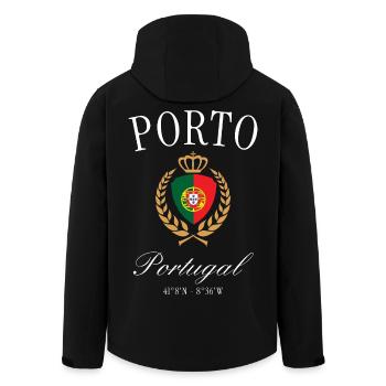 Porto Portugal Wappen Krone – Reise Souvenir - Recycelte Männer Softshell-Jacke von Stanley/Stella - Schwarz - Hinten - AI Model Male 185 light (185cm)