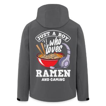 Boy Loves Ramen And Gaming Headset - Men’s Recycled Softshell Jacket by Stanley/Stella - anthracite - Back - AI Model Male 185 light (185cm)