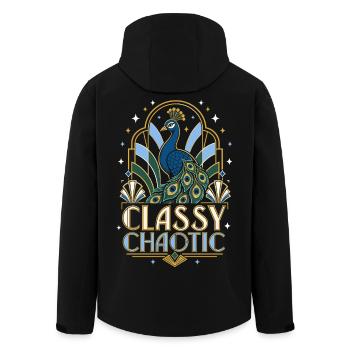 Classy Chaotic Peacock Art Deco - Men’s Recycled Softshell Jacket by Stanley/Stella - black - Back - AI Model Male 185 light (185cm)