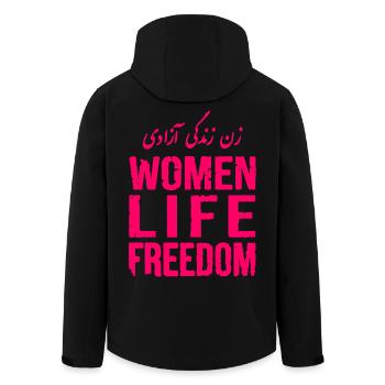 Women life freedom - Recycelte Männer Softshell-Jacke von Stanley/Stella - Schwarz - Hinten - AI Model Male 185 light (185cm)