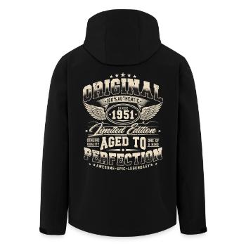 Vintage 1951 Vintage Retro Birthday Gift - Men’s Recycled Softshell Jacket by Stanley/Stella - black - Back - AI Model Male 185 light (185cm)