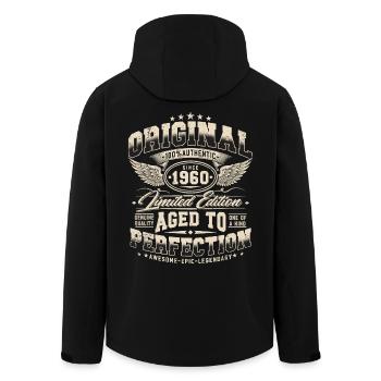 Cadeau d’anniversaire vintage rétro vintage des années 1960 - Veste softshell homme en polyester recyclé Stanley/Stella - noir - Dos - AI Model Male 185 light (185cm)