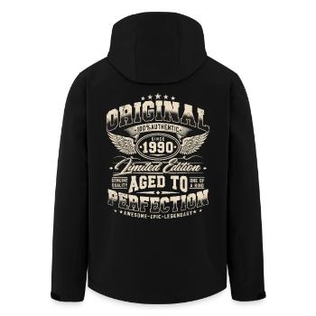 Cadeau d’anniversaire vintage rétro vintage des années 1990 - Veste softshell homme en polyester recyclé Stanley/Stella - noir - Dos - AI Model Male 185 light (185cm)