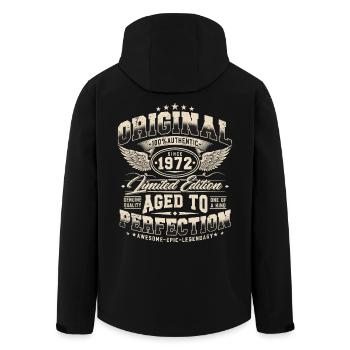 Vintage 1972 Vintage Rétro Cadeau d’anniversaire - Veste softshell homme en polyester recyclé Stanley/Stella - noir - Dos - AI Model Male 185 light (185cm)