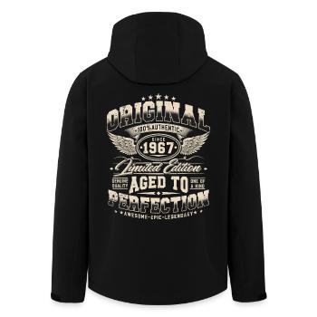 Vintage 1967 Vintage Retro Birthday Gift - Men’s Recycled Softshell Jacket by Stanley/Stella - black - Back - AI Model Male 185 light (185cm)
