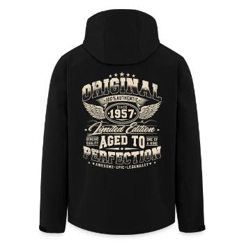 Jahrgang 1957 Vintage Retro Geburtstag Geschenk - Recycelte Männer Softshell-Jacke von Stanley/Stella - Schwarz - Hinten - AI Model Male 185 light (185cm)