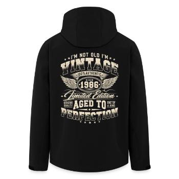 1986 Vintage Vintage Rétro Cadeau d’anniversaire - Veste softshell homme en polyester recyclé Stanley/Stella - noir - Dos - AI Model Male 185 light (185cm)